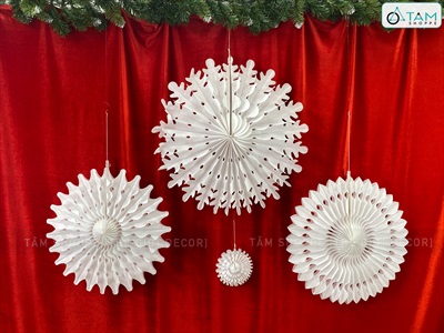 Giấy xếp Bông tuyết - Tuyết nhũ Trắng (Nhiều kiểu - Nhiều Size) GIAYXEP-01